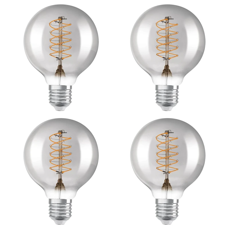 OSRAM Vintage 1906 Smoke Tinted LED lamp, 7.8W, 360lm, Globe Shape with 95mm Diameter & E27 Base, Warm White Light, Spiral Filament, dimmable, Life of up to 15,000 Hours,4-Pack - Image 1