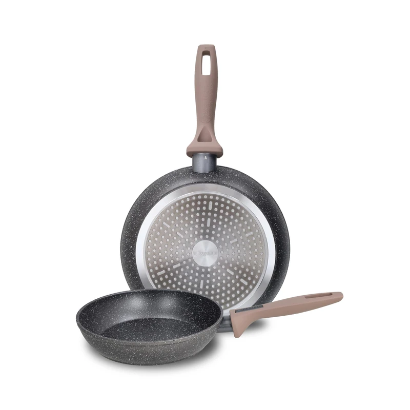 Tognana Class Stone Set of 2 Frying Pans 24/28 cm, Aluminium, Black