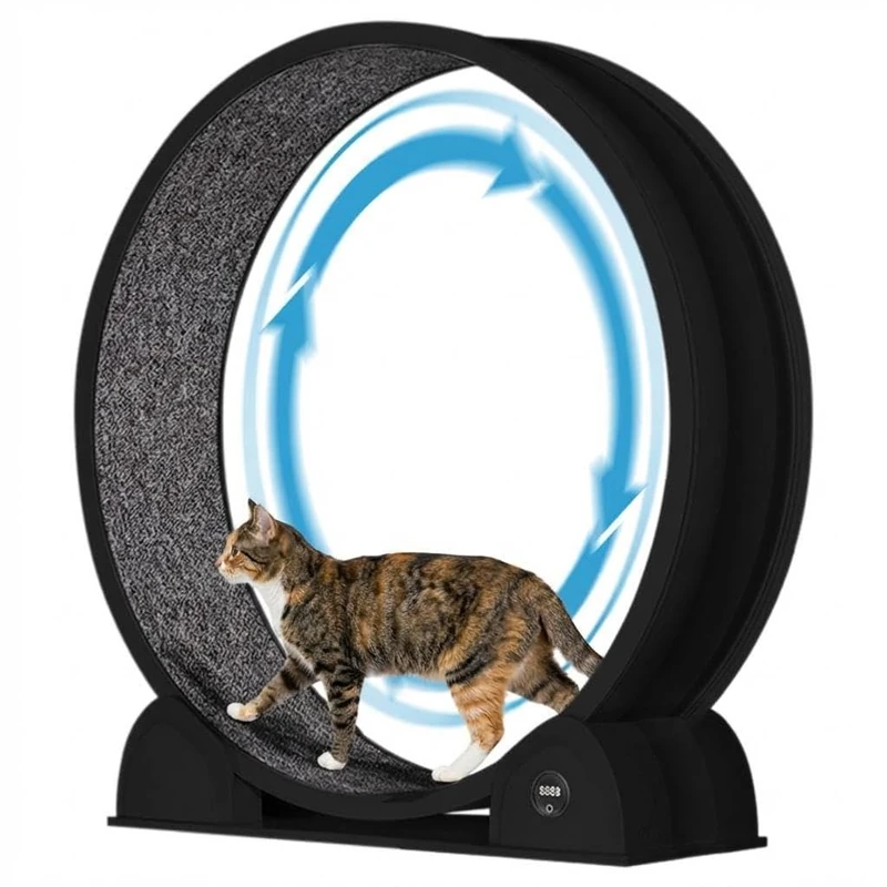 GarveeHome 45" Cat Exercise Wheel, Super Quiet Cat Treadmill for Indoor Cats, Large Pet Running Wheel with Pedometer & Detachable Carpet, Sturdy ABS Walker for Weight Management & Training
