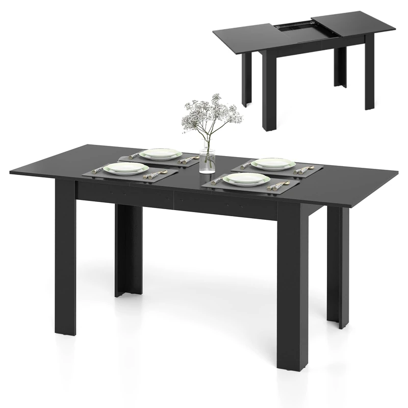 GiantexUK 120-158cm Extendable Dining Table(Black)