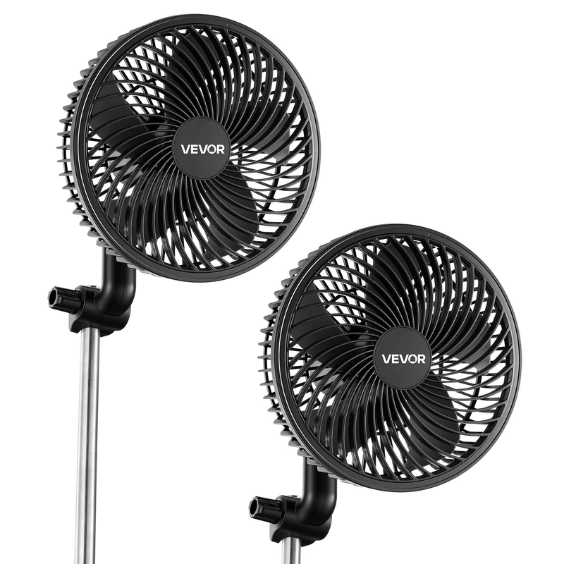 VEVOR Clip Plant Fan, Rechargeable Grow Box Fan with USB Port, Multiple Speeds and Circulation Modes, Intelligent Control, Powerful Oscillation, Pack of 2 - Image 1