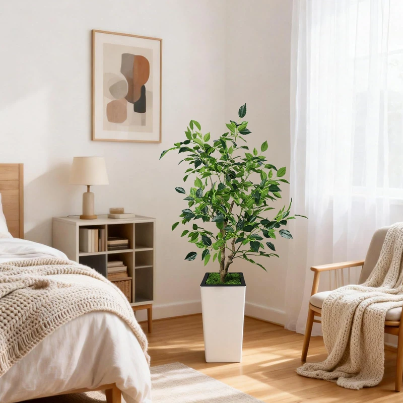 GarveeHome Ficus Tree Artificial Plant Fake Plant Plastic Plants Artificial Plants Artificial Tree for Living Room Bedroom Office Garden Decoration - Image 1
