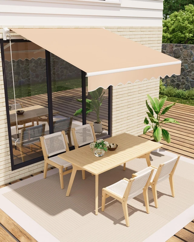 Garveelife Articulated Arm Awning 300 x 250 cm, UV40+ & Water-Repellent, with Crank & Wall Mount, Length + Angle Adjustable, Awning for Patio & Balcony, Sun Protection, Balcony Awning, Joint Awning - Image 1