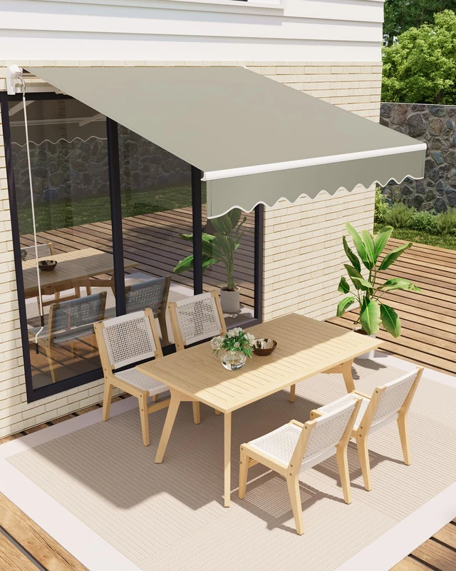 Garveelife Articulated Arm Awning 300 x 250 cm, UV40+ & Water-Repellent, with Crank & Wall Mount, Length + Angle Adjustable, Awning for Patio & Balcony, Sun Protection, Balcony Awning, Joint Awning - Image 1