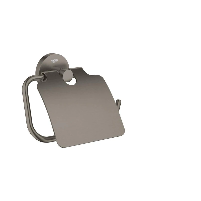 GROHE Start Toilet Roll Holder with Cover (Metal, Concealed Fastening, Including Screws and Dowels), Size 167 x 119 mm, Anthracite Brushed Hard Graphite, 41179AL0
