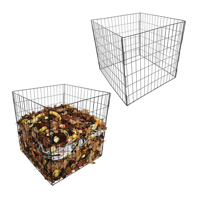 Relaxdays Metal Composter Set of 2 Garden Compost Bins Powder-Coated Wire 76x76x76 cm Black