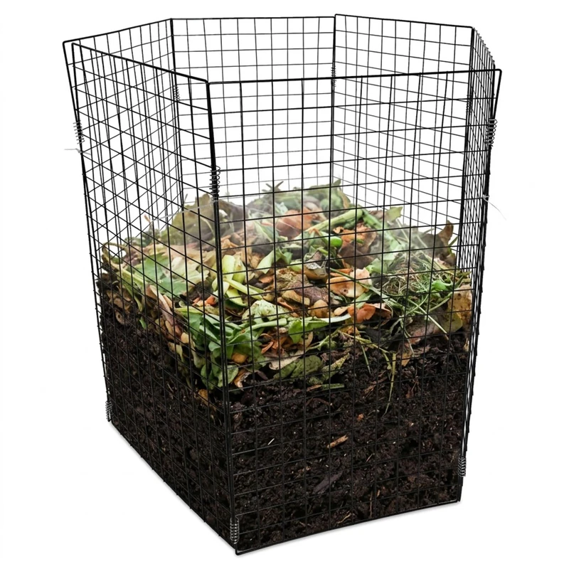 Relaxdays Steel Wire Compost Bin, Garden Panel, Hexagonal, 100 x 50 x 50 cm, Black