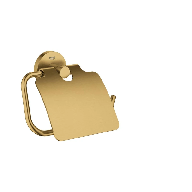 GROHE Start Toilet Roll Holder with Cover (Metal, Concealed Fastening, Including Screws and Dowels), Size 167 x 119 mm, Gold Brushed Cool Sunrise, 41179GN0