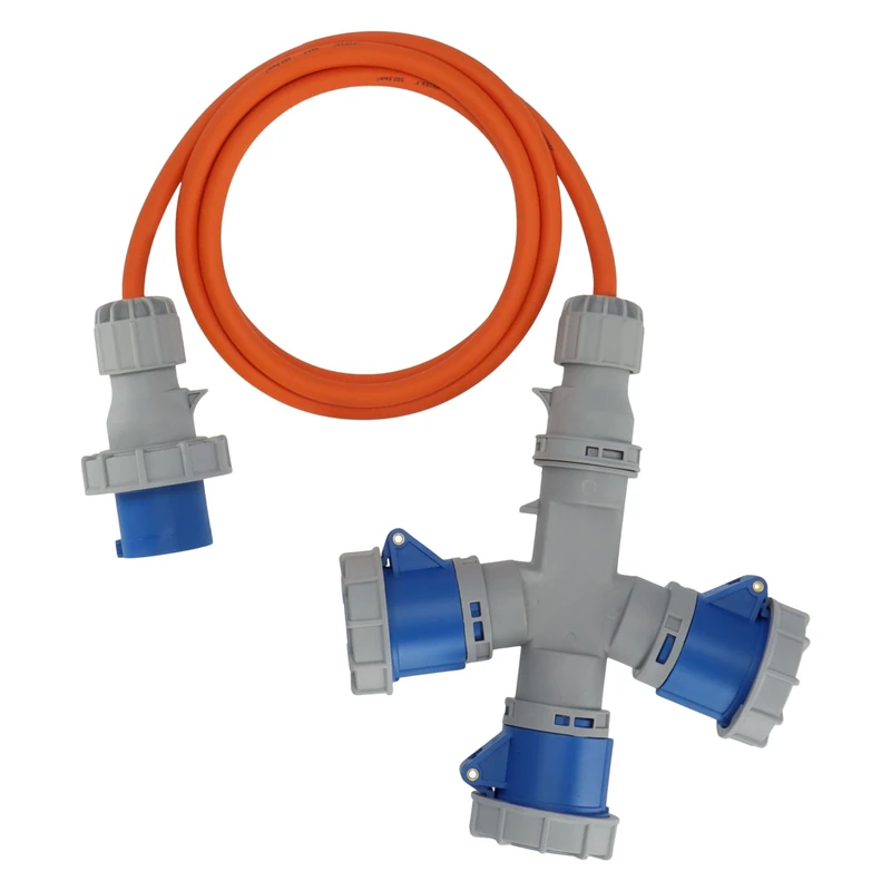 Brennenstuhl CEE Extension Lead with 3-Way Splitter (5m H07RN-F 3G2,5, 3x CEE 230V Socket 16A, IP67 Rating, max. 3680W total power, for Camping, Outdoor, Market Stalls)