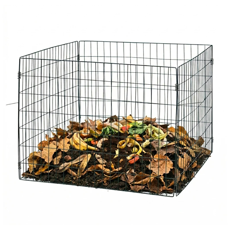 Relaxdays Metal Wire Compost Bin for Garden, 560L, Black, 70x90x90 cm