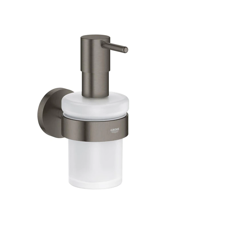 GROHE Start Soap Dispenser with Holder (Metal and Glass, Filling Quantity 160 ml, Concealed Fastening, Including Screws and Dowels), Anthracite Brushed Hard Graphite, 41195AL0