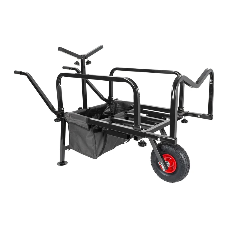 Relaxdays Fishing Trolley Load Cart with Bag, Adjustable & Foldable, Stainless Steel, Black 65x145x55 cm