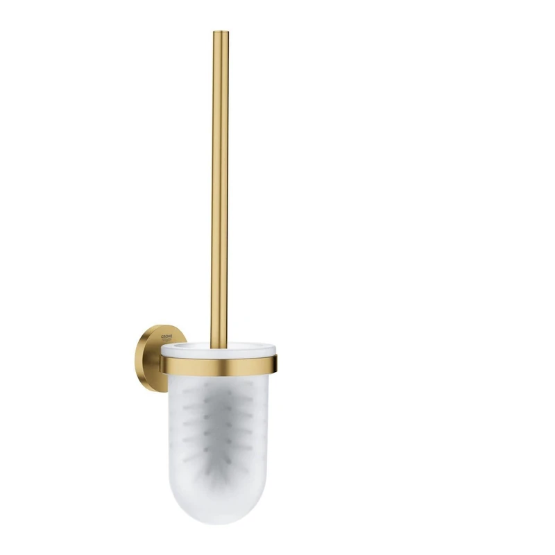 GROHE Start Toilet Brush Set (Metal and Glass, Wall Mounted Concealed Fastening, Including Screws and Dowels), Size 398 mm, Gold Brushed Cool Sunrise, 41185GN0