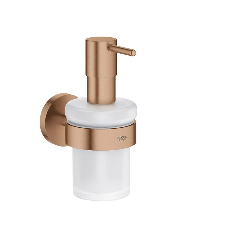 GROHE Start Soap Dispenser with Holder (Metal and Glass, Filling Quantity 160 ml, Concealed Fastening, Including Screws and Dowels), Bronze Brushed Warm Sunset, 41195DL0