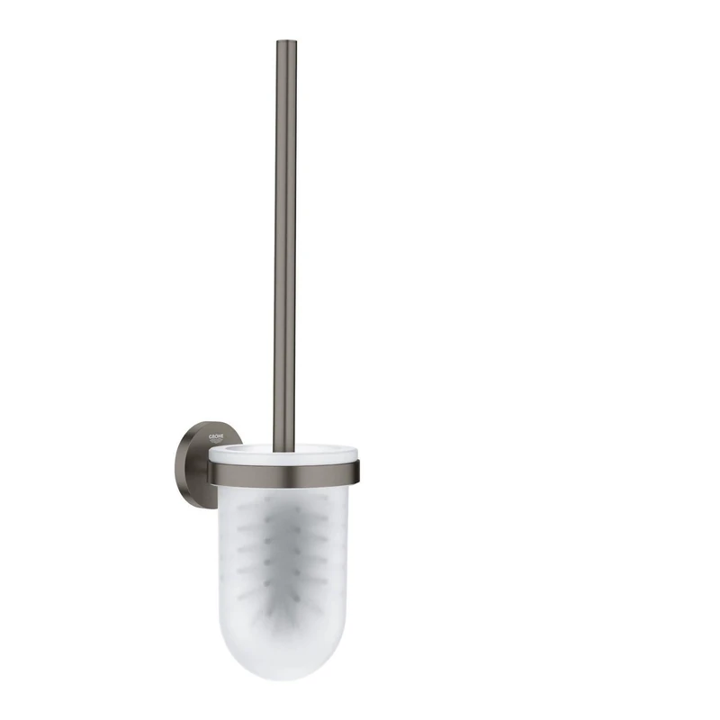 GROHE Start Toilet Brush Set (Metal and Glass, Wall Mounted Concealed Fastening, Including Screws and Dowels), Size 398 mm, Anthracite Brushed Hard Graphite, 41185AL0 - Image 1