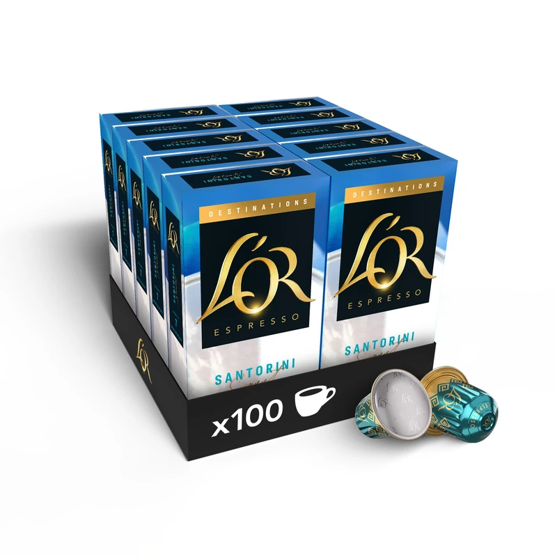 L'OR Espresso Santorini Coffee Pods x10 Intensity 10 (Pack of 10, Total 100 Capsules)