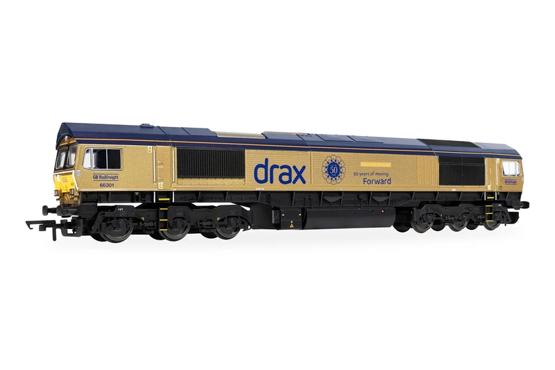 Hornby R30461 RailRoad GB Railfreight Class 66 Co-Co Drax 50th Anniversary Gold 66301 ‘Drax Power Station 50’ Railway Locos - Image 1