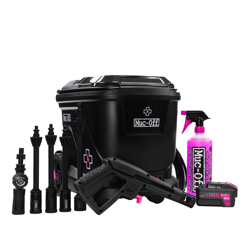 Muc-Off Portable Battery Powered Motorcycle Pressure Washer Starter Bundle - 20L Tank with 4 Lances and Nano Tech Motorcycle Cleaner - Image 1