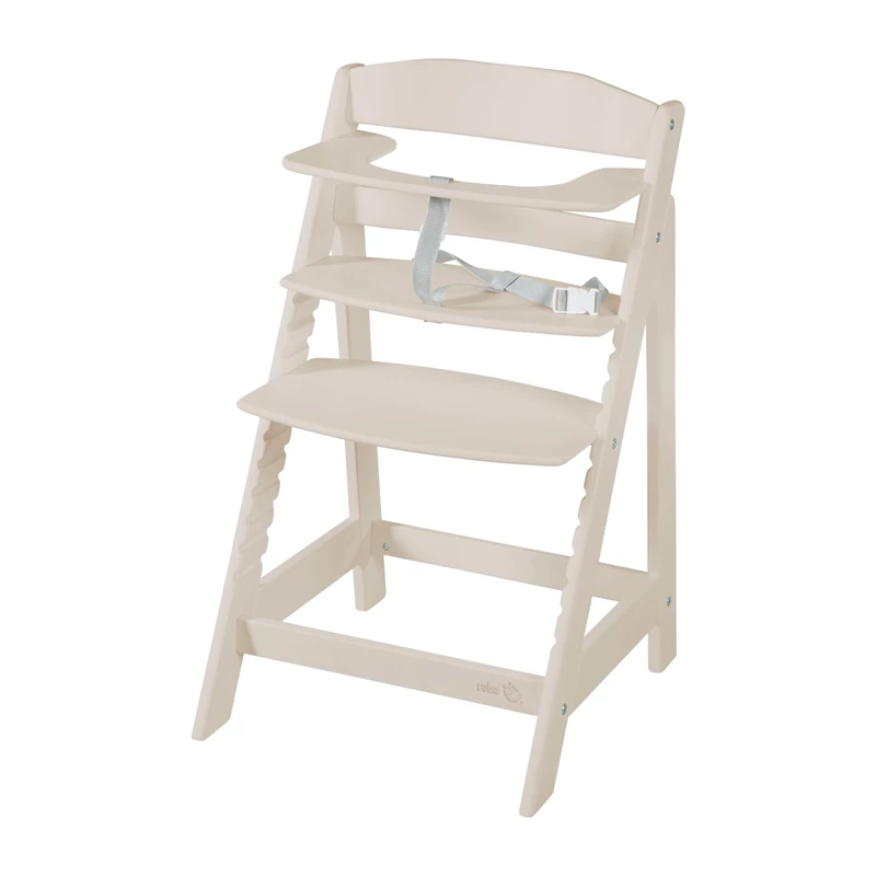 roba Wooden Grow-Along High Chair Sit Up Flex - Adjustable Height - from 6 Months up to 70 kg - Anti-Tipping Baby Chair with Smooth Surface - Cashmere/Beige
