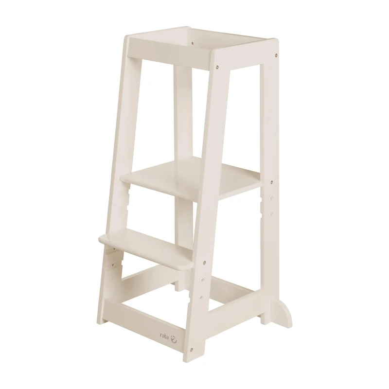 roba Montessori Learning Tower "Monti Step" - Secure Step Stool for Kids - Ideal as a Kitchen Helper - Load Capacity up to 80 kg - FSC®-Certified Wood - Cashmere/Beige