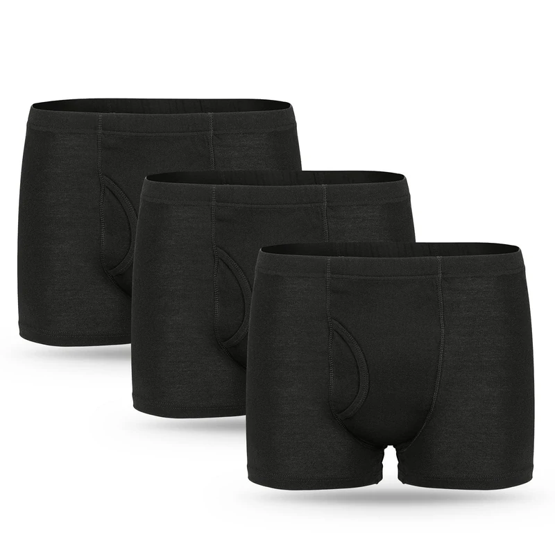 3 Pcs Men’s Incontinence Pants Cotton Washable Reusable with 250 ML Absorbency Black Size M - Image 1