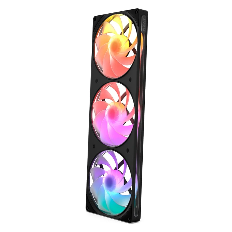 NZXT F420 RGB Reverse Single-Frame Fan - 3x 140mm Reverse-Blade PWM PC Case Fans - Vibrant RGB Lighting - Fluid Dynamic Bearing CAM Compatible - Black