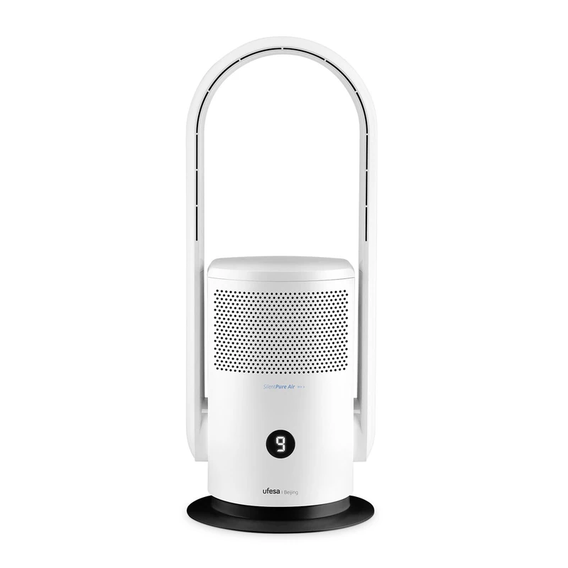 Ufesa Beijing 2‑in‑1 Bladeless Fan and Air Purifier, 35W, HEPA13 Filter, CADR 90 m³/h, 9 Speed, 80º Oscillation, Ultrafy, 8h Timer, LED Display, Remote Control