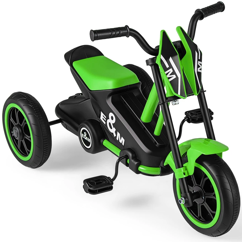 GYMAX Toddler Tricycle, 3 Wheel Children Balance Bike with teering Handlebars and Anti-Skid Foot Pedals, Kids Trike for 3+ Years Old Boys Girls (Green)