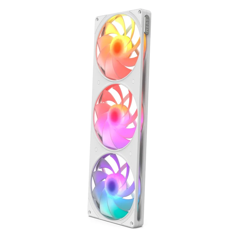 NZXT F420 RGB Reverse Single-Frame Fan - 3x 140mm Reverse-Blade PWM PC Case Fans - Vibrant RGB Lighting - Fluid Dynamic Bearing CAM Compatible - White