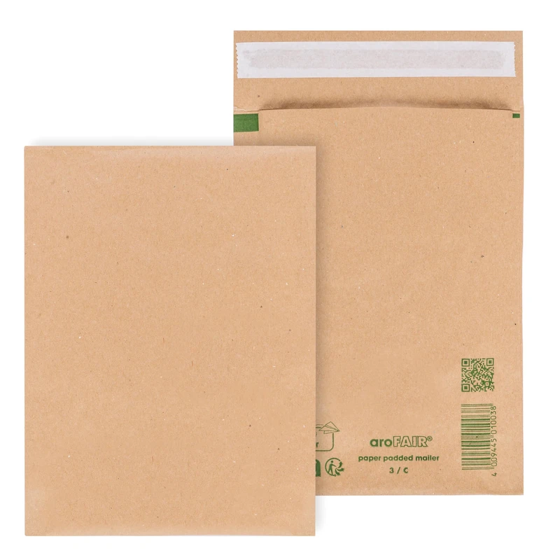 ÖKI 100 x 140 x 220 mm (Inner Size) - Padded Postal Envelopes Made from Recycled Paper, FSC Certified, Plastic Free, Self Adhesive - Postal Envelope for A6 & Cards - Brown