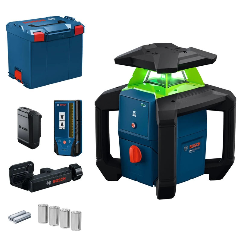 Bosch PRO Rotary Laser GRL18V-3-31G (Green Laser, IP66 Protection, Dual Power Source, +/- 1.5mm @30m Accuracy, LR3-2 + Bracket, BA 18-C, L-Boxx 374)