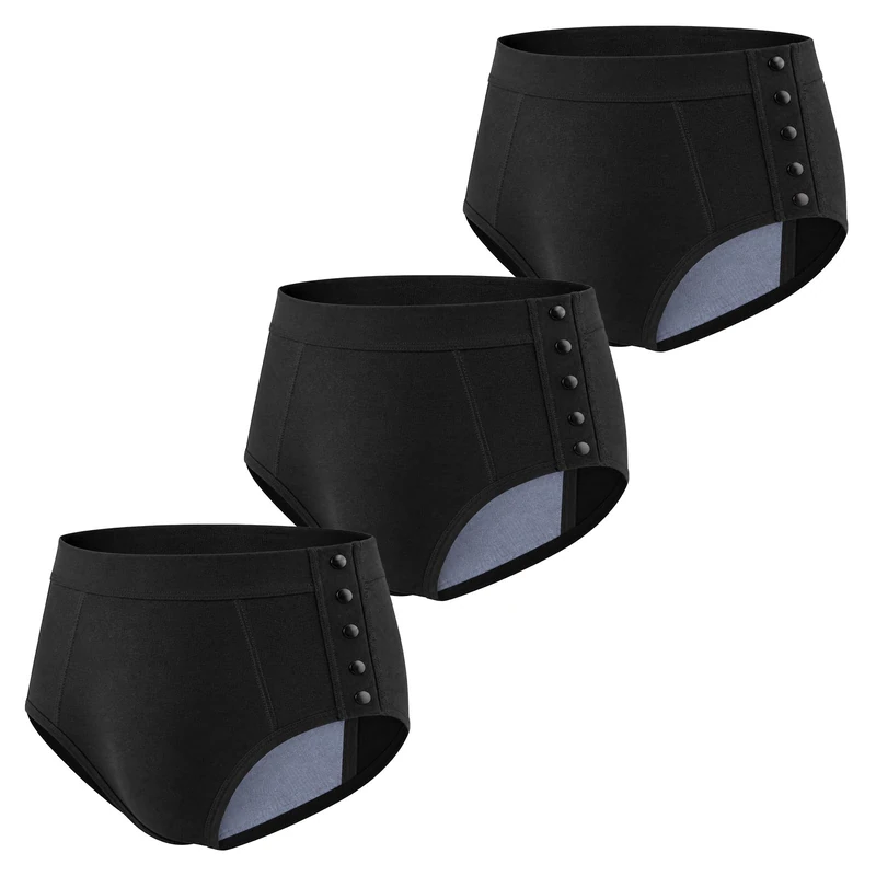 Carer 3 Pack Men’s Incontinence Briefs 300ml Absorbency Cotton Side Buttons
