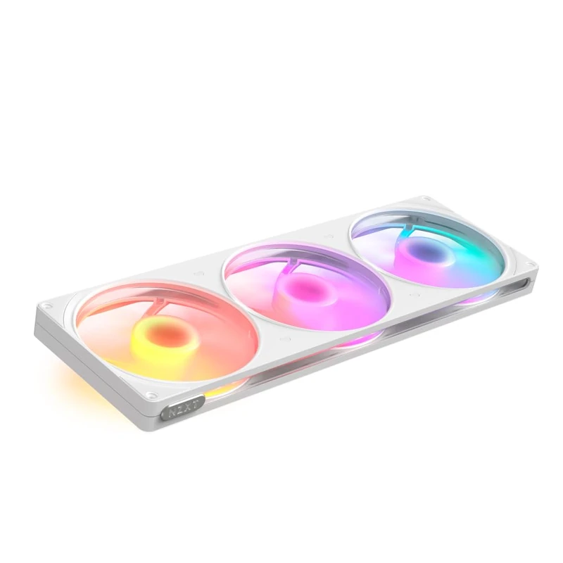 NZXT F420 RGB Single-Frame Fan - 3x 140mm PWM PC Case Fans - Vibrant RGB Lighting - Fluid Dynamic Bearing CAM Compatible - White - Image 1
