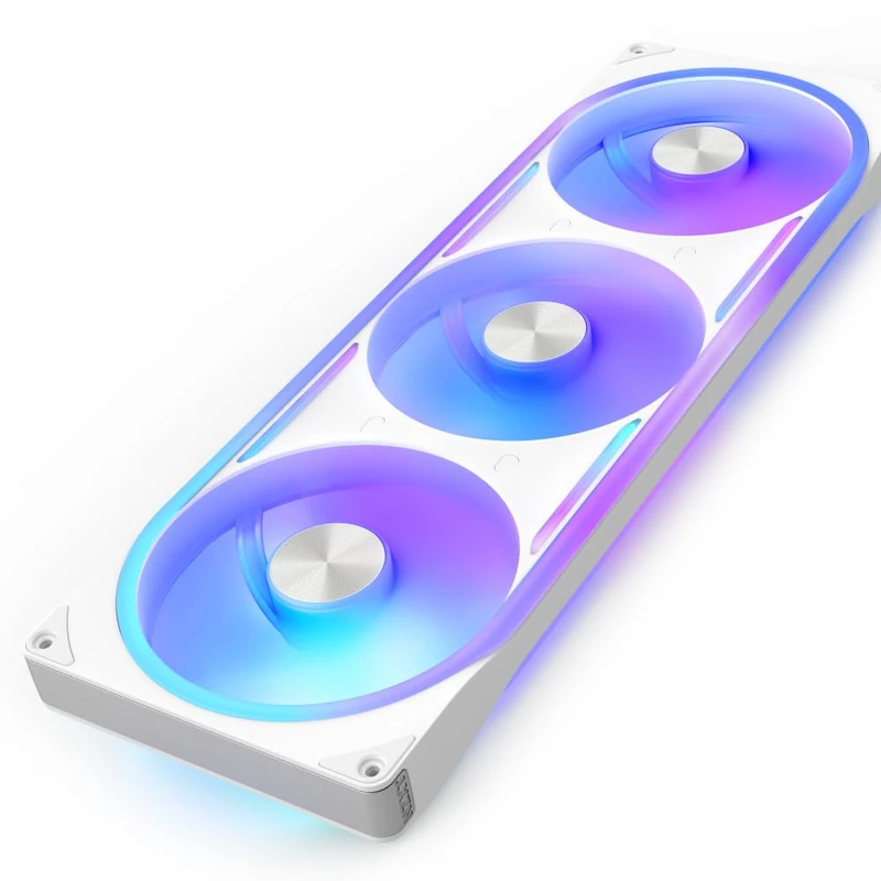 NZXT F420U Ultra RGB Single-Frame Fan - 3x 140mm PWM PC Case Fans - Multi-Zone RGB - Whisper-Quiet - Fluid Dynamic Bearing - NZXT CAM Compatible - White - Image 1