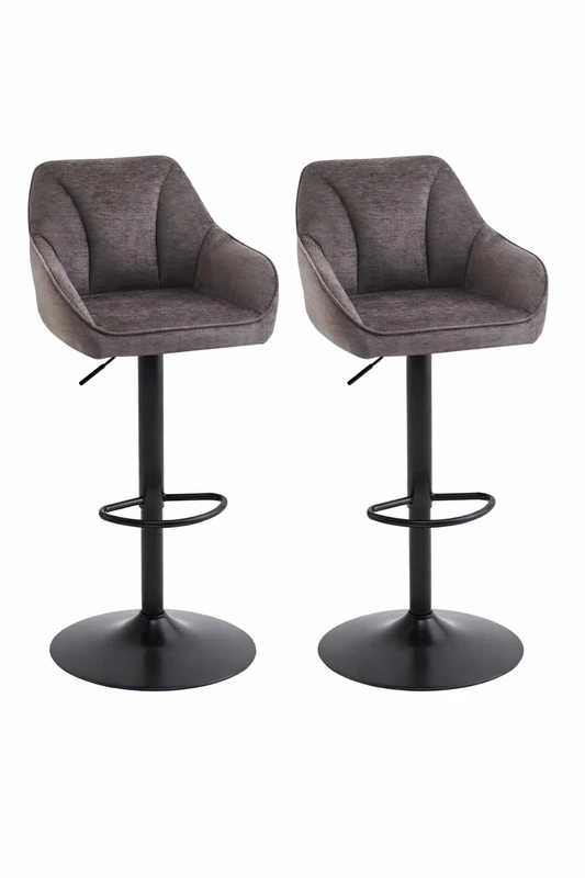 A ASPECT Set Of 2 Charlie Adjustable Height Barstool/Kitchen Stool With Padded Seat and Black Metal Base (Brown)