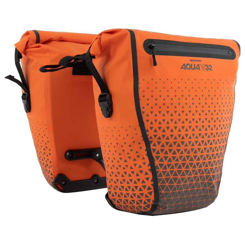 Oxford Aqua V 32 Double Pannier Bag OL1114 | Waterproof Rear Seat Trunk Bags for Cycling Bicycling Traveling Riding Bicycle Luggage, Orange