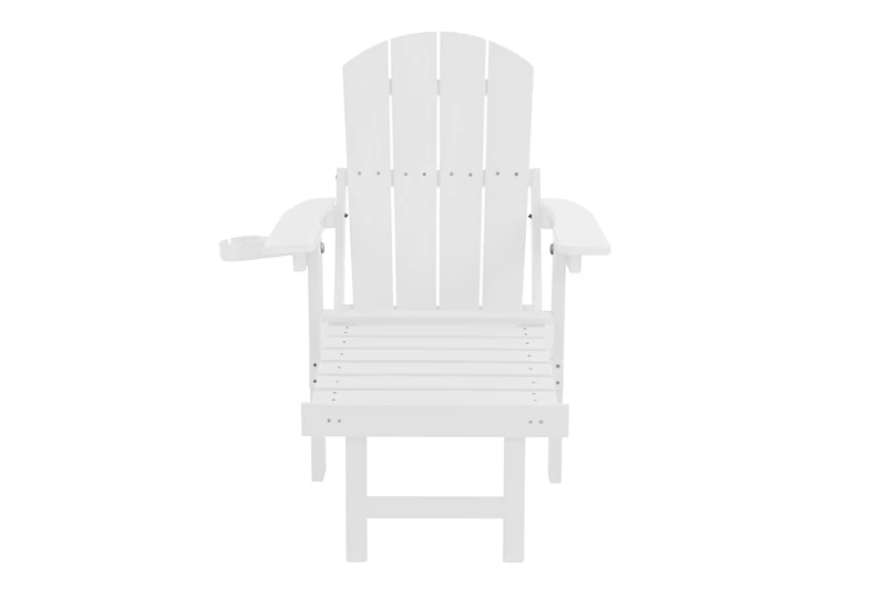 Folding Adirondack Chair with Pull-Out Ottoman & Cup Holder - Weather-Resistant HIPS Outdoor Lounge Chair for Patio, Backyard, and Poolside (White Colour) - Image 1