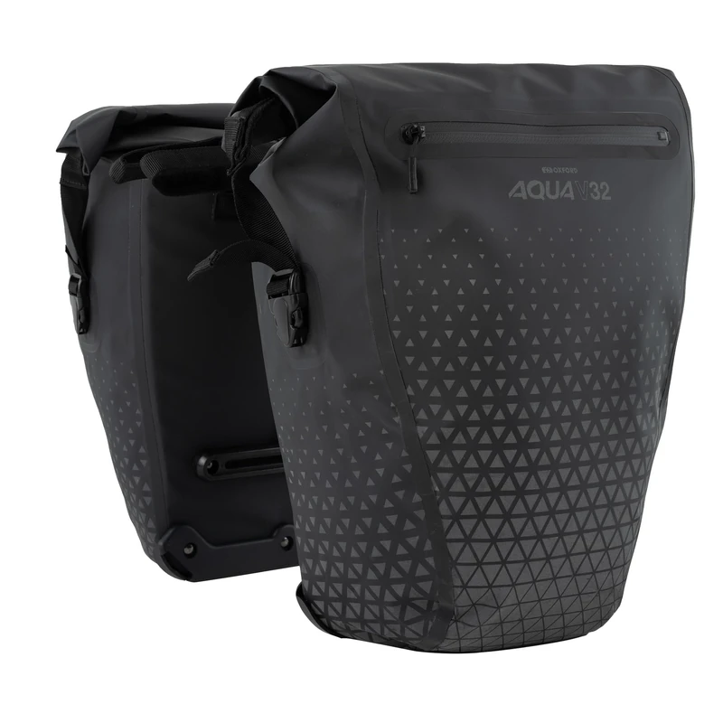 Oxford Aqua V 32 Double Pannier Bag OL1113 | Waterproof Rear Seat Trunk Bags for Cycling Bicycling Traveling Riding Bicycle Luggage, Black