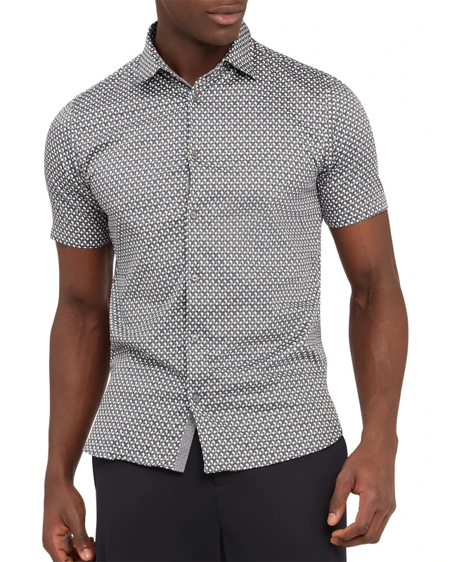 Ted Baker London WILSSHO-SS Twist Geo Shirt, Green