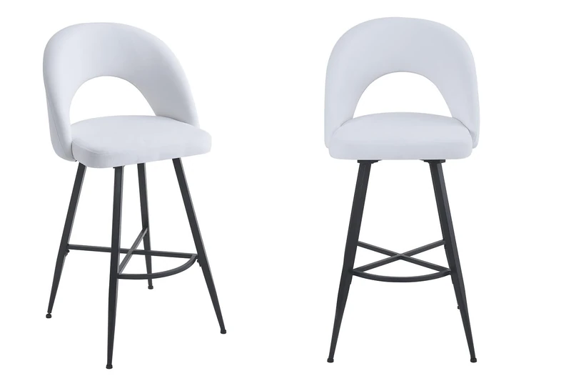 A ASPECT Set Of 2 Lincoln Swivel Barstool/Kitchen Stool With Padded Seat and Black Base (Cream)