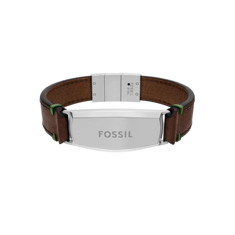 Fossil Everett Men's Brown Leather Bracelet, JF04988040