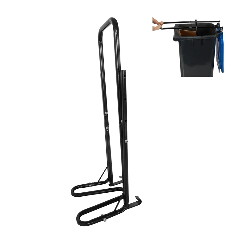 Relaxdays Bin Compactor, 3-Stage Adjustable Steel, Manual for Household Waste, 74x31x33 cm, Black - Image 1