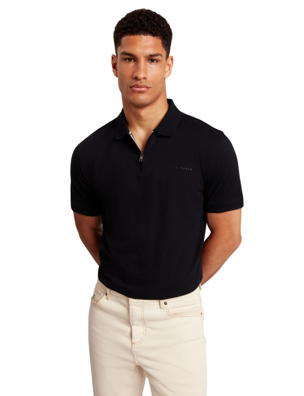 Ted Baker London CYRILEC-Branded Honeycomb Trim SS Polo, Navy