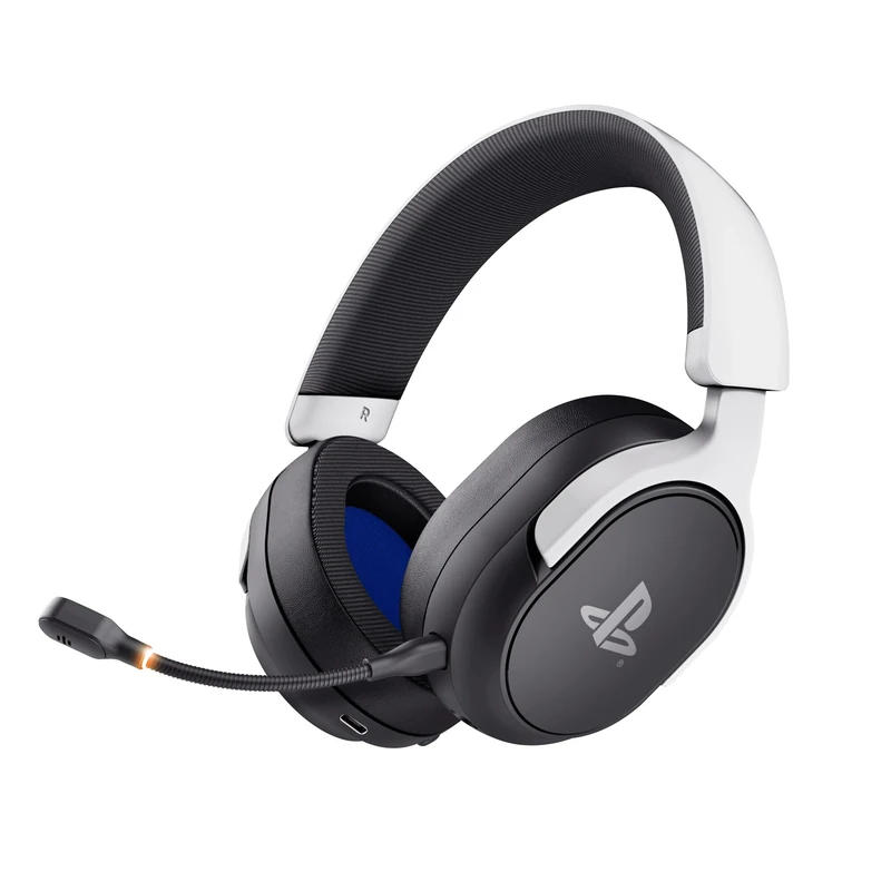 GXTrust 499BW Forta Wireless Gaming Headset [Officially Licensed for PlayStation 5], Ultra-low Latency, 2.4G USB Receiver, 50mm Drivers, 55h Playtime, PS5 Headset with Microphone, Black/White