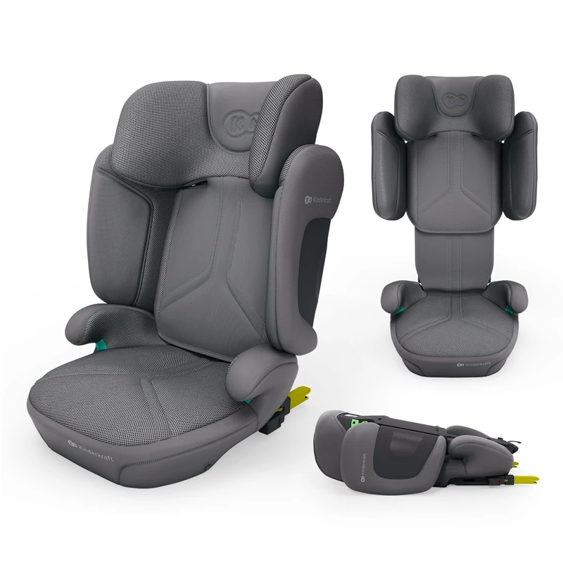 Kinderkraft XPAND 2 PRO i-Size Car Seat 100-150 cm, ISOFIX High Back Booster, Adjustable Height and Width, Side Protection, 3-Layer Headrest, 5 Recline Positions, Foldable, Washable Cover, Grey