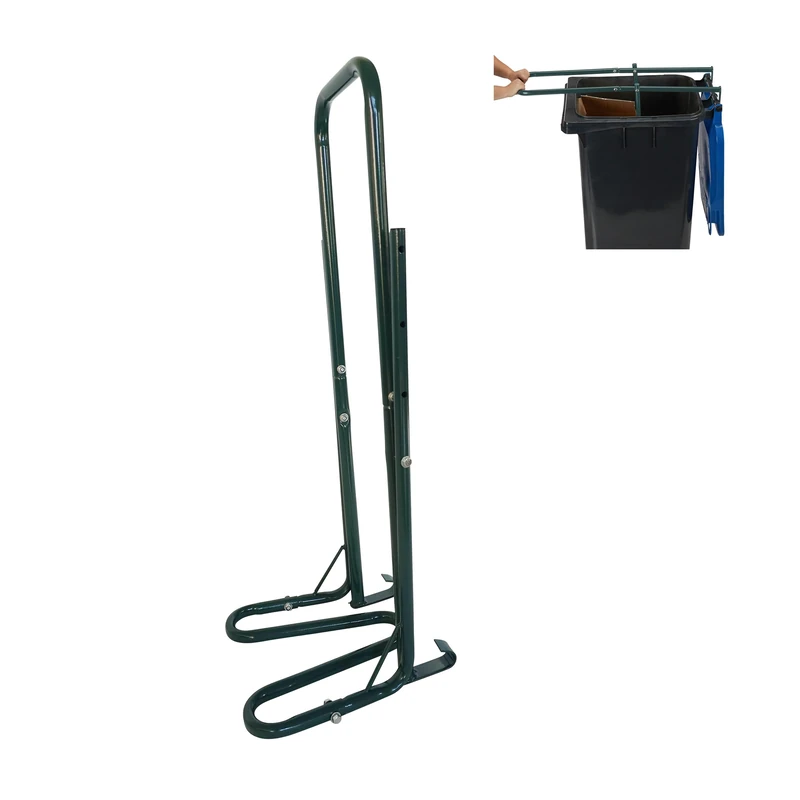 Relaxdays 3-Stage Steel Bin Compactor for Household & Plastic Waste, Manual, Green, 74x31x33 cm