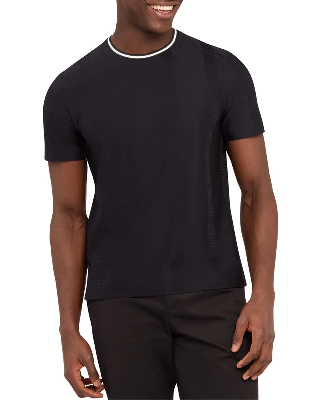 Ted Baker London rouselj-ss Regular fit Jacquard t-Shirt, Navy - Image 1