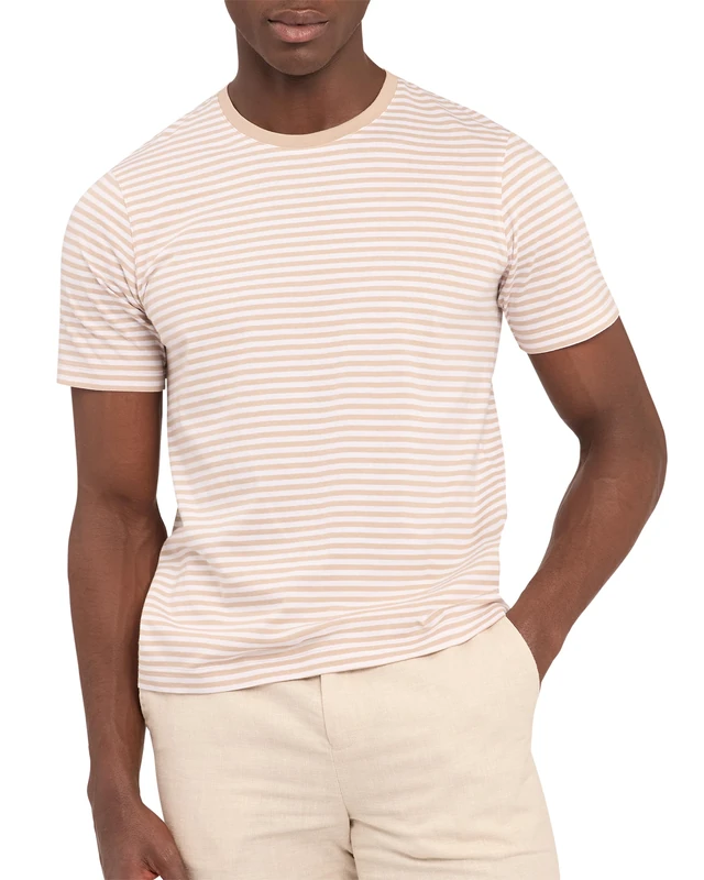 Ted Baker London boxiist-Cotton Stripe t-Shirt, Taupe - Image 1