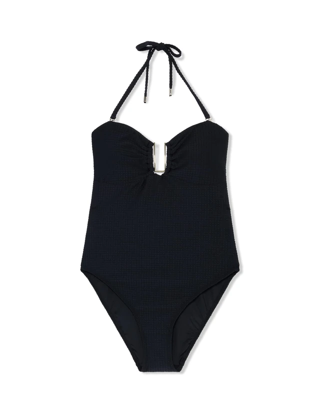 Ted Baker London Textured u-bar Swimsuit, Black
