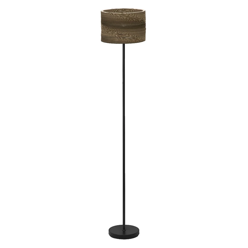 OSRAM Brown Decor Cardboard Cylinder Floor luminaire, Corrugated Board, E27, 1600 mm Height, lampshade Made of Recycled Material, Sustainable Thanks to Replaceable Light Source, Simple Installation